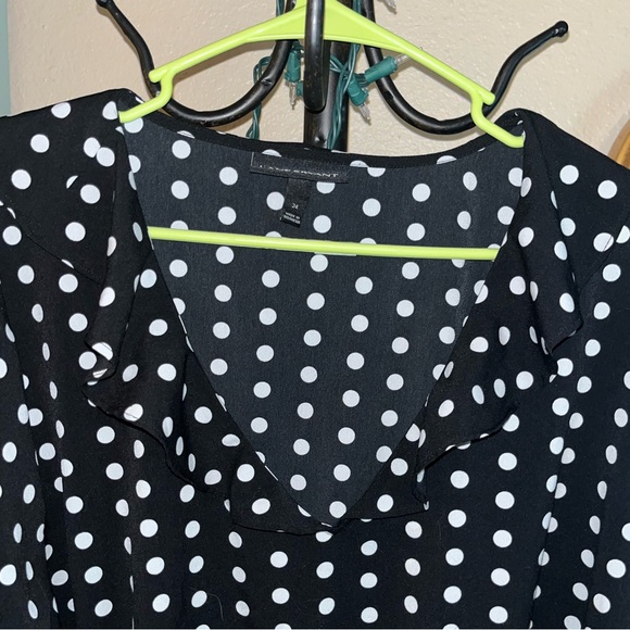 Lane Bryant Polka Dot Long Sleeve Blouse Sz 24 - Picture 5 of 11